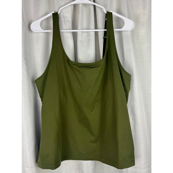 Chico's Tops - Chico’s Olive Green Tank Built In Bra Adjustable Straps Stretch